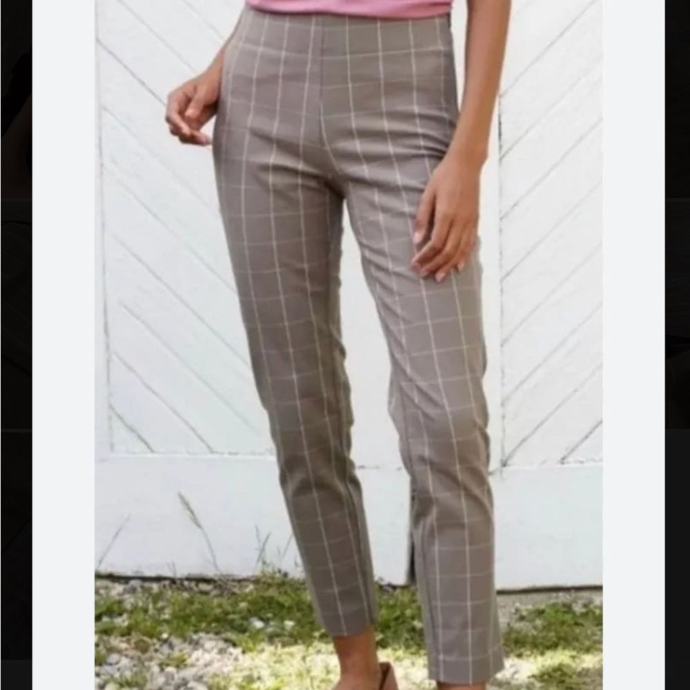 Plaid high-rise skinny ankle pants